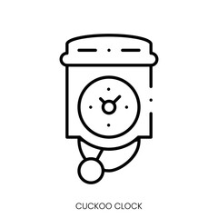 Wall Mural - cuckoo clock icon. Linear style sign isolated on white background. Vector illustration