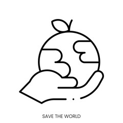 Wall Mural - save the world icon. Linear style sign isolated on white background. Vector illustration