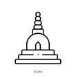 stupa icon. Linear style sign isolated on white background. Vector illustration