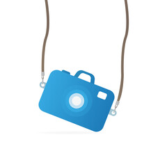 Poster - The camera hangs on a white background. Vector illustration