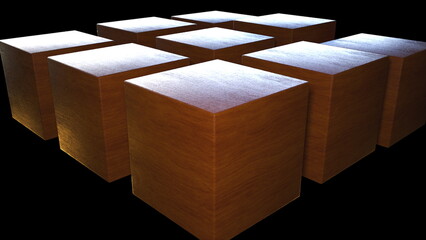 Poster - Wood cube. Computer generated 3d render
