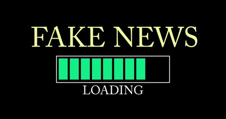 Poster - Fake News text with Loading, Downloading, Uploading Bar Indicator. Download, Upload on computer screen.