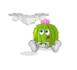 cactus with drone character. cartoon mascot vector