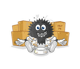 Poster - sea urchin homeless character. cartoon mascot vector