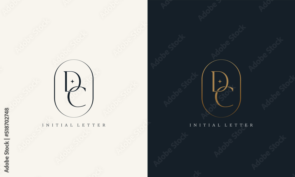 premium DC logo monogram with gold circle frame. luxury initials design ...