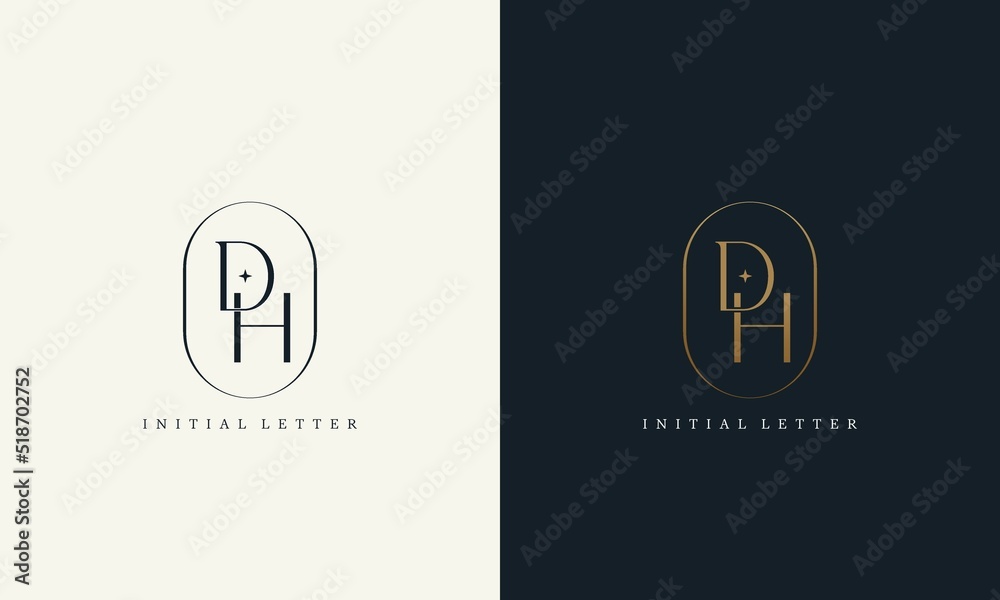 premium DH logo monogram with gold circle frame. luxury initials design ...
