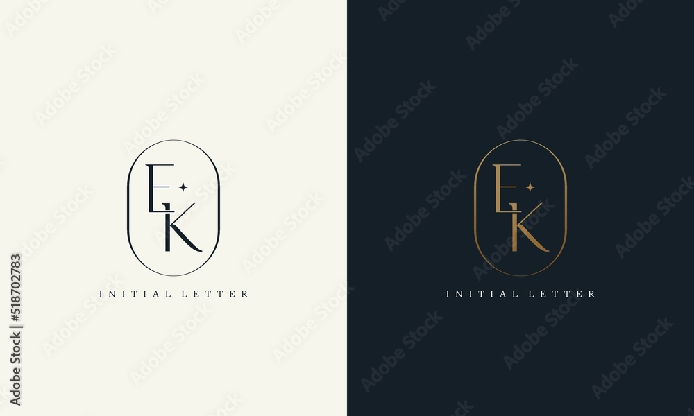 premium EK logo monogram with gold circle frame. luxury initials design ...