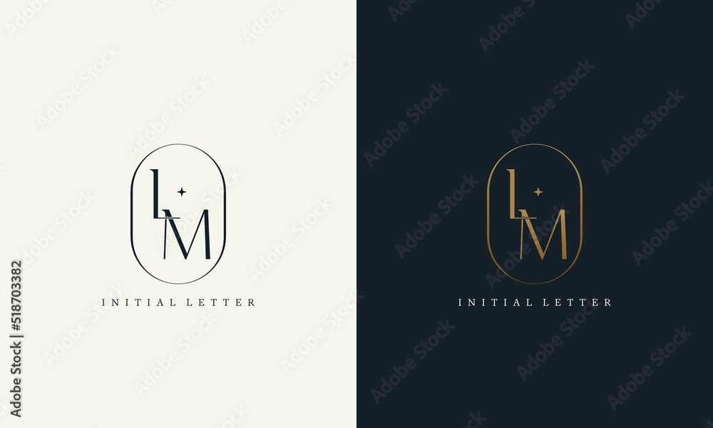 premium LM logo monogram with gold circle frame. luxury initials design ...