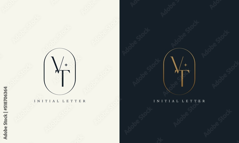 premium VT logo monogram with gold circle frame. luxury initials design ...