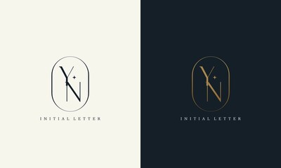 Wall Mural - premium YN logo monogram with gold circle frame. luxury initials design minimal modern typeface