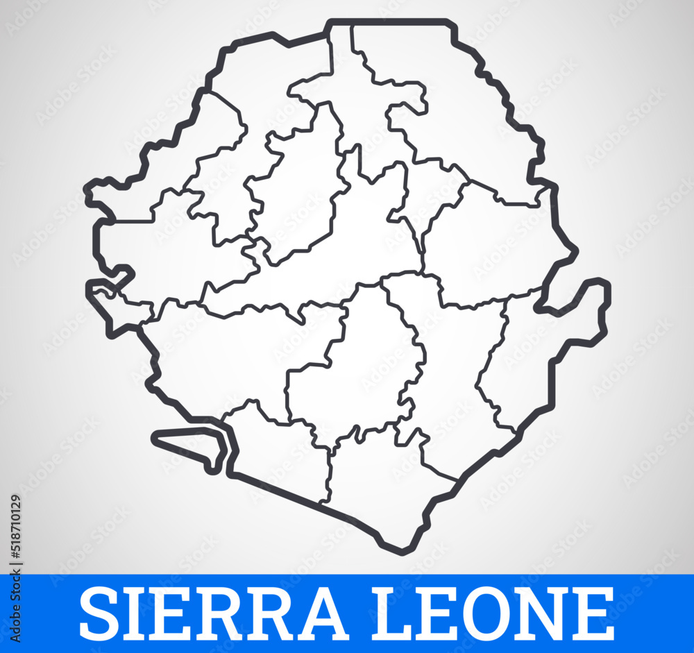 Vector Outline Map Of Sierra Leone Graphic Illustration Stock Vector