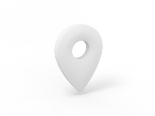 Poster - White single color pin on white monochrome background. Minimalistic design object. 3d rendering icon ui ux interface element.