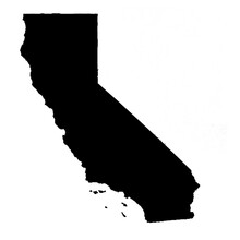 Black Map California White Background