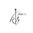 Abstract monochrome violin logo. Musical instrument.