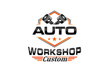 Poster - Automotive piston workshop logo design modern badge style custom car service engine tune up icon symbol illustration