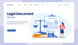 Legal document, law firm and legal services, lawyer consultant, justice, flat illustration vector landing page template
