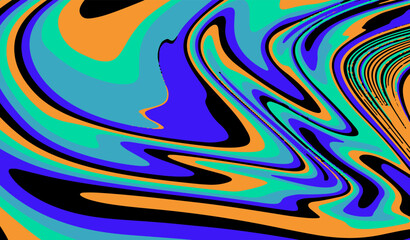 Poster - Abstract geometric background with warped colorful lines. Trippy op-art style illustration.