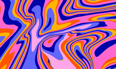 Fototapete - Abstract geometric background with warped colorful lines. Trippy op-art style illustration.