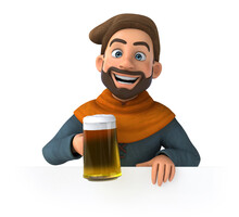 Fun 3D Cartoon Medieval Man With A Beer