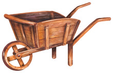 Wooden Wheelbarrow Illustration