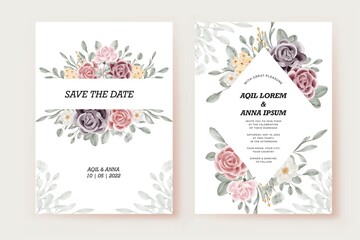 Canvas Print - roses flower wedding invitation card