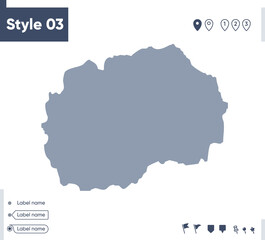 Naklejka na meble North Macedonia - map isolated on white background. Outline map. Vector map. Shape map.