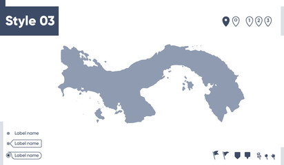 Naklejka na meble Panama - map isolated on white background. Outline map. Vector map. Shape map.
