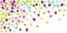 Colorful Kids Handprints Art Therapy Concept Vector Illustration.