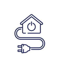 Poster - electric home, house line icon