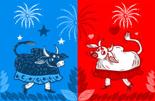 Parintins Festival. Capricious And Guaranteed Oxen. Parintins Is A Brazilian City Where The Folkloric Festival Takes Place