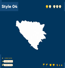 Naklejka na meble Bosnia And Herzegovina - map isolated on blue background. Outline map. Vector map.