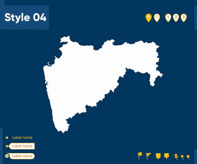 Naklejka na meble Maharashtra, India - map isolated on blue background. Outline map. Vector map.