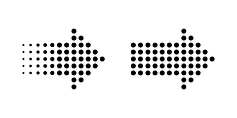 Poster - Dots arrows. Vector illustration. Sign, signboard, right, dotted, point, pointing, pointer, website buttons, next page. Index concept. Vector line icon for Business and Advertising
