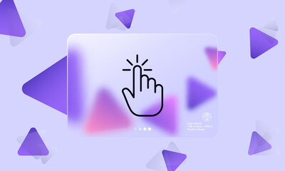Poster - Tap the button line icon. Touch control, screen, gesture, hand, finger, user, press, push, swipe, display. Technology concept. Glassmorphism style. Vector line icon for Business and Advertising