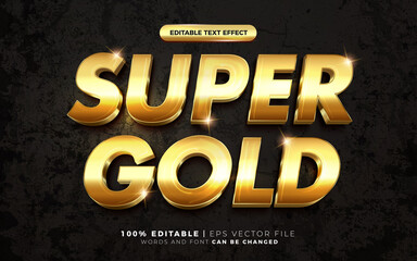 Wall Mural - 3d luxury super gold sparkle text style effect template editable text effect