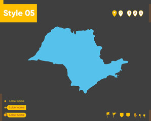 sao paulo, brazil - map isolated on gray background. outline map. vector illustration.