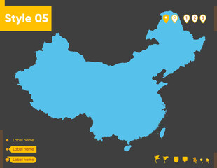 Naklejka na meble China - map isolated on gray background. Outline map. Vector illustration.