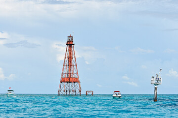 Wall Mural - Sombrero Key Lighthouse offshore of Vaca Key in Marathon in the Florida Keys. 