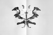 Abstract ink blot test - Rorschach test used in Psychoanalysis. Symmetric shapes, granulated ink isolated against white background