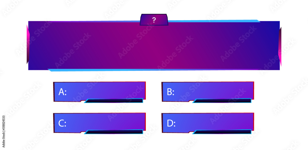 Vector template question and answers neon style for quiz game, exam, tv ...