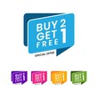 buy 2 get 1 free design template. Shop now illustration banner and poster. Vector template