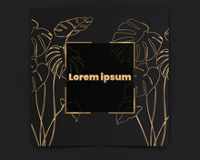 Luxury Natural Wedding Invites Card For The Summer And Spring Seasons. Design With Gold Leaves Minimal Style Decoration.