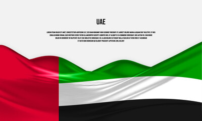 Wall Mural - United Arab Emirates flag design. Waving UAE flag made of satin or silk fabric. Vector Illustration.