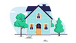 Vector house - Small simple home in flat design on white background