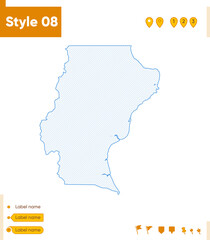 Naklejka na meble Santa Cruz, Argentina - grid map isolated on white background. Outline map. Simple line, vector map.