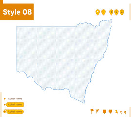 Naklejka na meble New South Wales, Australia - grid map isolated on white background. Outline map. Simple line, vector map.