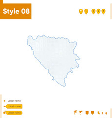 Naklejka na meble Bosnia And Herzegovina - grid map isolated on white background. Outline map. Simple line, vector map.