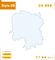 Naklejka na meble Hunan, China - grid map isolated on white background. Outline map. Simple line, vector map.