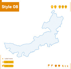 Naklejka na meble Inner Mongolia, China - grid map isolated on white background. Outline map. Simple line, vector map.