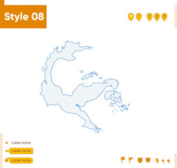 Naklejka na meble Central Sulawesi, Indonesia - grid map isolated on white background. Outline map. Simple line, vector map.